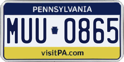 PA license plate MUU0865