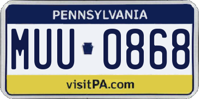 PA license plate MUU0868