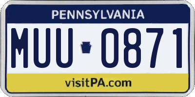 PA license plate MUU0871