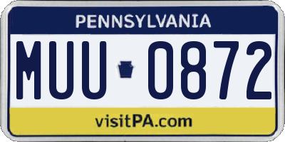 PA license plate MUU0872
