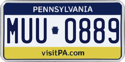 PA license plate MUU0889