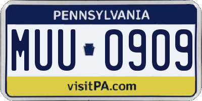 PA license plate MUU0909