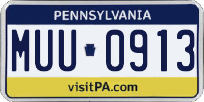 PA license plate MUU0913