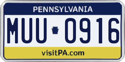 PA license plate MUU0916