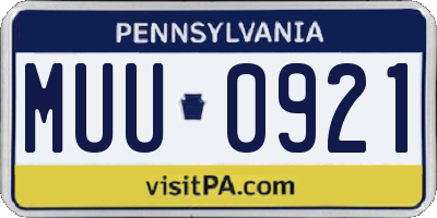 PA license plate MUU0921