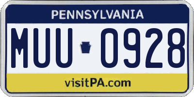 PA license plate MUU0928