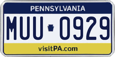 PA license plate MUU0929