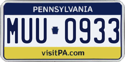 PA license plate MUU0933