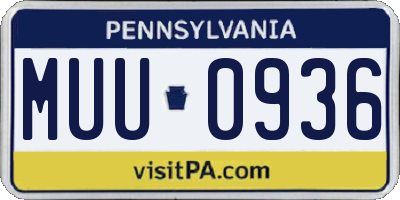 PA license plate MUU0936