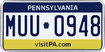 PA license plate MUU0948