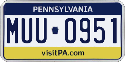 PA license plate MUU0951