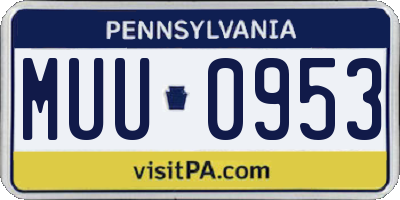 PA license plate MUU0953