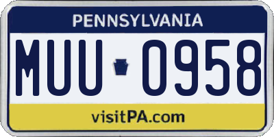 PA license plate MUU0958