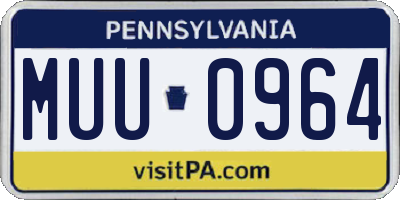PA license plate MUU0964