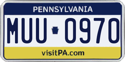 PA license plate MUU0970