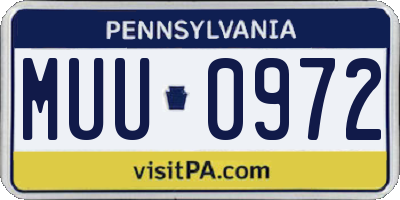 PA license plate MUU0972