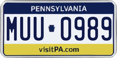 PA license plate MUU0989