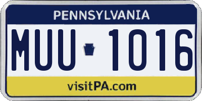 PA license plate MUU1016