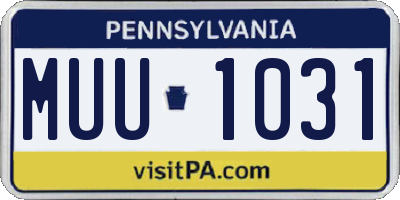 PA license plate MUU1031