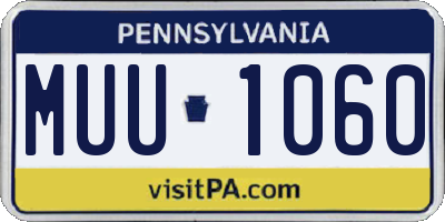 PA license plate MUU1060