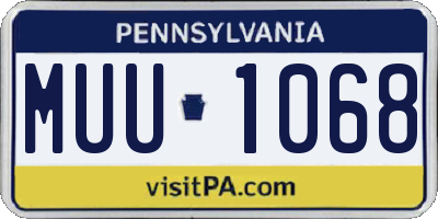 PA license plate MUU1068