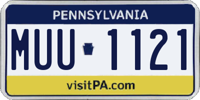 PA license plate MUU1121