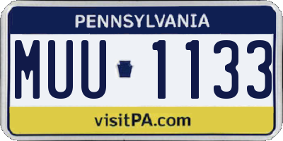 PA license plate MUU1133