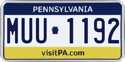 PA license plate MUU1192