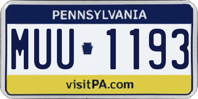 PA license plate MUU1193