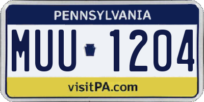 PA license plate MUU1204