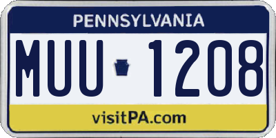 PA license plate MUU1208