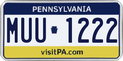PA license plate MUU1222
