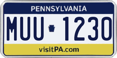 PA license plate MUU1230