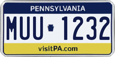 PA license plate MUU1232