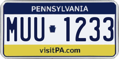PA license plate MUU1233
