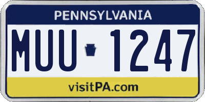 PA license plate MUU1247