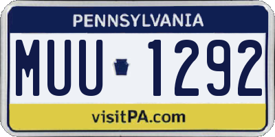 PA license plate MUU1292