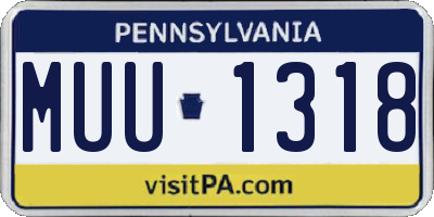 PA license plate MUU1318