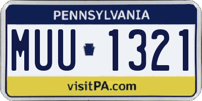 PA license plate MUU1321