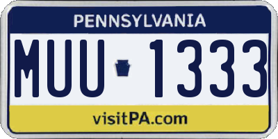 PA license plate MUU1333