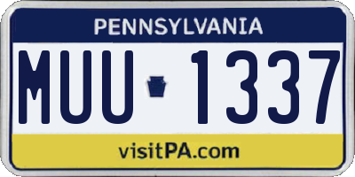 PA license plate MUU1337
