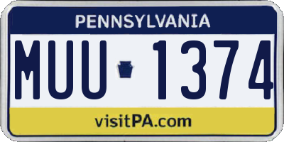 PA license plate MUU1374
