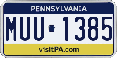 PA license plate MUU1385