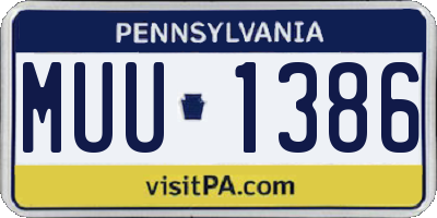PA license plate MUU1386