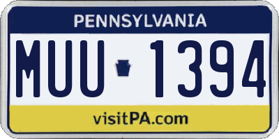 PA license plate MUU1394
