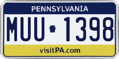PA license plate MUU1398