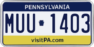 PA license plate MUU1403