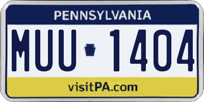 PA license plate MUU1404