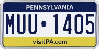 PA license plate MUU1405
