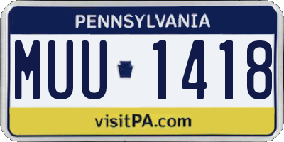PA license plate MUU1418